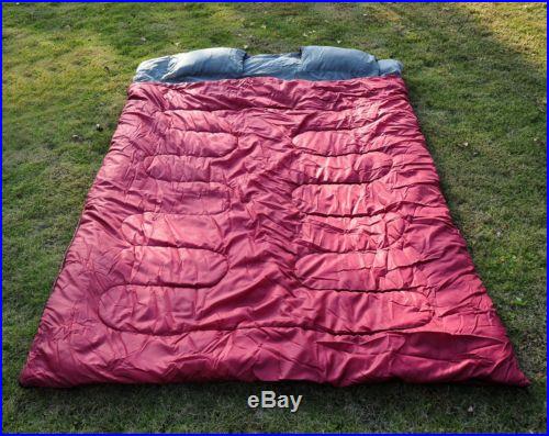 Outsunny 2 Person Double Wide Camping Sleeping Bag 23F/-5C 86 x 59 w/ Pillows