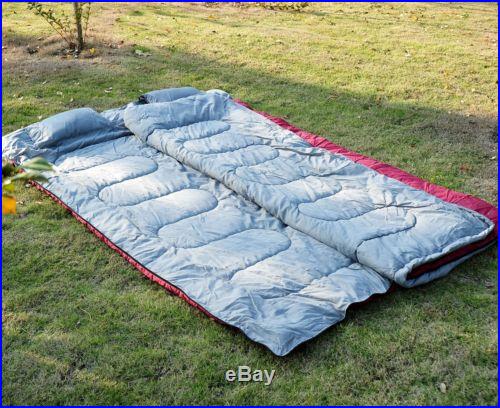 Outsunny 2 Person Double Wide Camping Sleeping Bag 23F/-5C 86 x 59 w/ Pillows