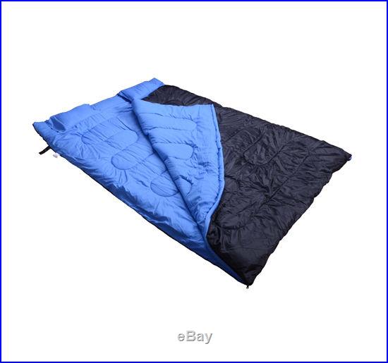Outsunny 2 Person Double Wide Camping Sleeping Bag 23F/-5C 86 x 60 w/ Pillows