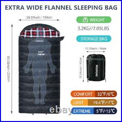 POEPORE 0 Degree Sleeping Bag 100% Cotton Flannel XXL Cold Weather Winter Oversi