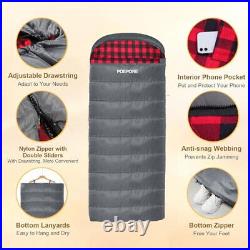 POEPORE Flannel Sleeping Bag Cotton 0 Degree Cold Weather for Adults XXL Sleepin