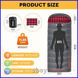 POEPORE Flannel Sleeping Bag Cotton 0 Degree Cold Weather for Adults XXL Sleepin
