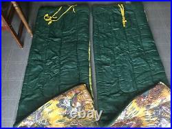 Pair (2) Vintage Green Nylon Sleeping Bags Flannel Ducks Henderson USA JC Penny