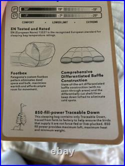 Patagonia 850 Down Sleeping Bag 19F/-7C Shor Harvest Moon Blue