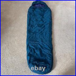 Patagonia Sleeping Bag Blue 7 Foot Travel Camping Mummy Style Side Zipper
