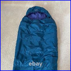 Patagonia Sleeping Bag Blue 7 Foot Travel Camping Mummy Style Side Zipper