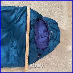 Patagonia Sleeping Bag Blue 7 Foot Travel Camping Mummy Style Side Zipper