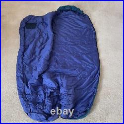 Patagonia Sleeping Bag Blue 7 Foot Travel Camping Mummy Style Side Zipper