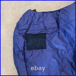 Patagonia Sleeping Bag Blue 7 Foot Travel Camping Mummy Style Side Zipper