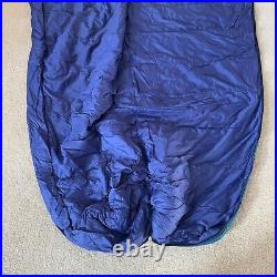 Patagonia Sleeping Bag Blue 7 Foot Travel Camping Mummy Style Side Zipper