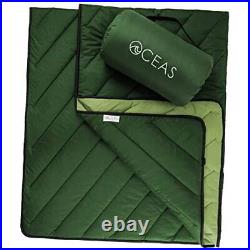 Puffy Down Blanket Camping Packable Blanket for Camping, Hiking, Green