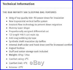 RAB Infinity 500 Sleeping Bag
