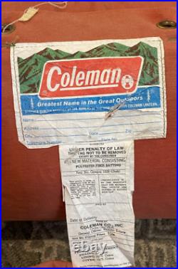 RARE Vintage Coleman Flannel Lined Sleeping Bag 39x79 Rust Original Box