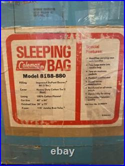 RARE Vintage Coleman Flannel Lined Sleeping Bag 39x79 Rust Original Box