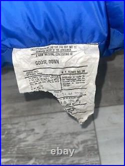 REI Blue Vintage Goose Down Backpacker Mummy Sleeping Bag Sz 30x92 Good Shape