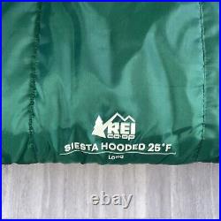 REI C-Op Siesta Long Hooded 25 F Sleeping Bag, Green Storm Mfd Mar. 2022 Perfect
