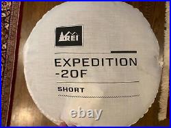 REI Expedition -20F Down Sleeping Bag short EXCELLENT CONDITION