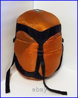 REI Halo 750 FP Goose Down 10F Sleeping Bag Mens Long Length Orange Black with Bag