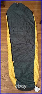 REI mineral yellow NOOKSACK Primaloft Sleeping Bag + 35 measures 86 x 57