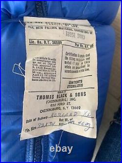 Rare Vintage Goose Down Norland Blacks Blue Sleeping Bag Thomas Black & Sons NY