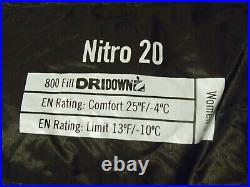 SIERRA DESIGNS nitro 20 sleeping bag ultralight 800 goose down DRIDOWN womens