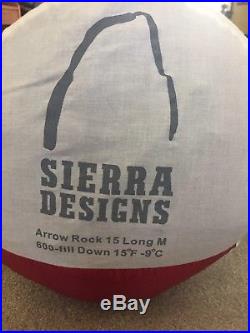 Sierra Designs Arrow ROCK 15 Long 600 Down Fill, Sleeping Bag3 Season FLEX