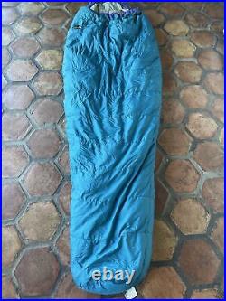 Sierra Designs Backpacking Camping Goose Down Sleeping Bag Teal Blue 80 Mummy