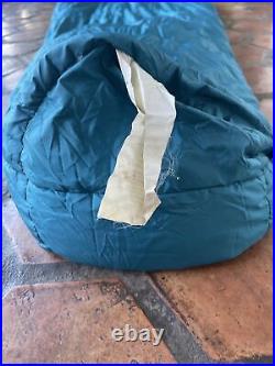 Sierra Designs Backpacking Camping Goose Down Sleeping Bag Teal Blue 80 Mummy