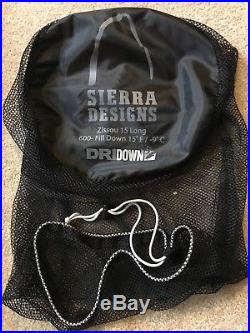 Sierra Designs Zissou DriDown 15 Long Sleeping Bag with 600 Fill Power Down