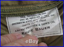 Sleeping Bag Light Weight Goose Down Fill US Mlitary M 1942 Eddie Bauer 72