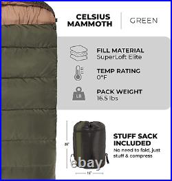 TETON Sports Celsius Mammoth Double Sleeping Bag 0° & 20° Degree Options