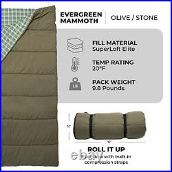 TETON Sports Evergreen Mammoth Double Sleeping Bag, 20? F Cold-Weather Two-Person