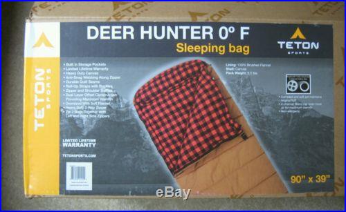 Teton Sports Deer Hunter 0 Degree Sleeping Bag Brown 90x39 Right Zip NEW in box