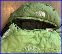 The North Face 0F / -18CS Women's Snowshoe Sleeping Bag Lime Green LONG TNF EUC