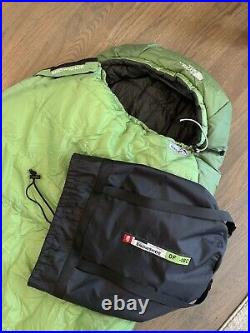 The North Face 0F / -18CS Women's Snowshoe Sleeping Bag Lime Green LONG TNF EUC