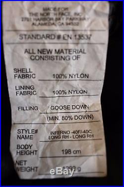 The North Face -40F-40C Inferno Long sleeping bag Zip right 850+ grey goose down