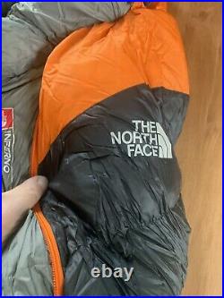 The North Face Inferno -20F 800 Down Sleeping Bag Regular New Grey Caution Red