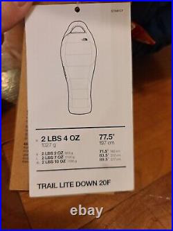 The North Face Trail Lite 20/-7 600 Pro Lightweight Sleeping Bag LONG Right Zip