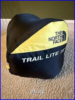 The North Face Trail Lite Down 35F Sleeping Bag, TNF YellowithKhaki Stone, LONG RH