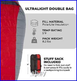 Tracker Ultralight Double Sleeping Bag Lightweight Backpacking Sleeping Bag for