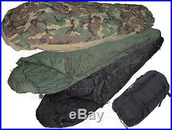 USGI 4pc Modular Sleep System MSS Woodland Camo Sleeping Bag Very Good Conditon