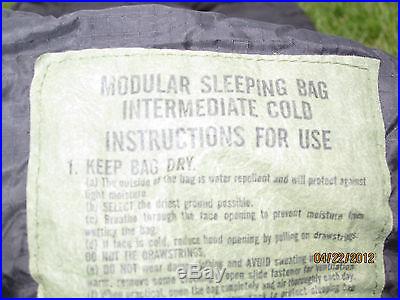 USMC Military Compression Stuff Sack & Intermediate Black Sleeping Bag Modular