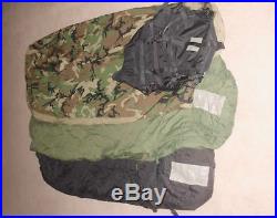 US ARMY ECW sleeping systems with a forest camo poncho liner/blanket