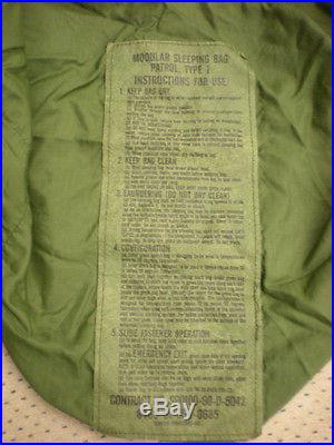 US MILITARY PATROL SLEEPING BAG. OD Green. Good condition Tennier Industries