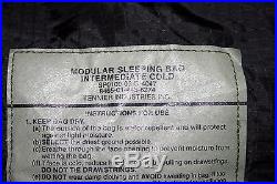 US Military 4 Piece Modular Sleeping Bag System GORTEX Bivy EXCELLENT A+ COND