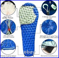 Ultralight Down Sleeping Bag For Adults Ligh 192Lbs 32-55F 650 Fill Down