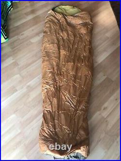 Used 1970's Vintage Eddie Bauer Goose Down Brown & Gold Mummy Style Sleeping Bag