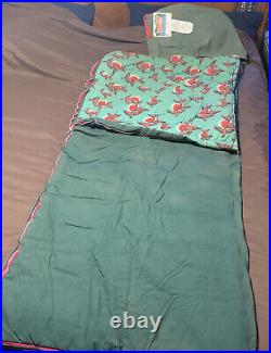 VINTAGE COLEMAN Heavyweight Canvas Green Flannel Interior Ducks Sleeping Bag