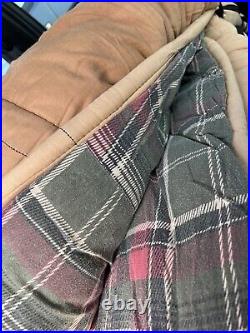 VINTAGE Coleman Tan Cotton Plaid Flannel Lined Sleeping Bag Bed Roll 36 x 75