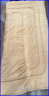 VINTAGE Coleman Tan Cotton Plaid Flannel Lined Sleeping Bag Bed Roll 36 x 75